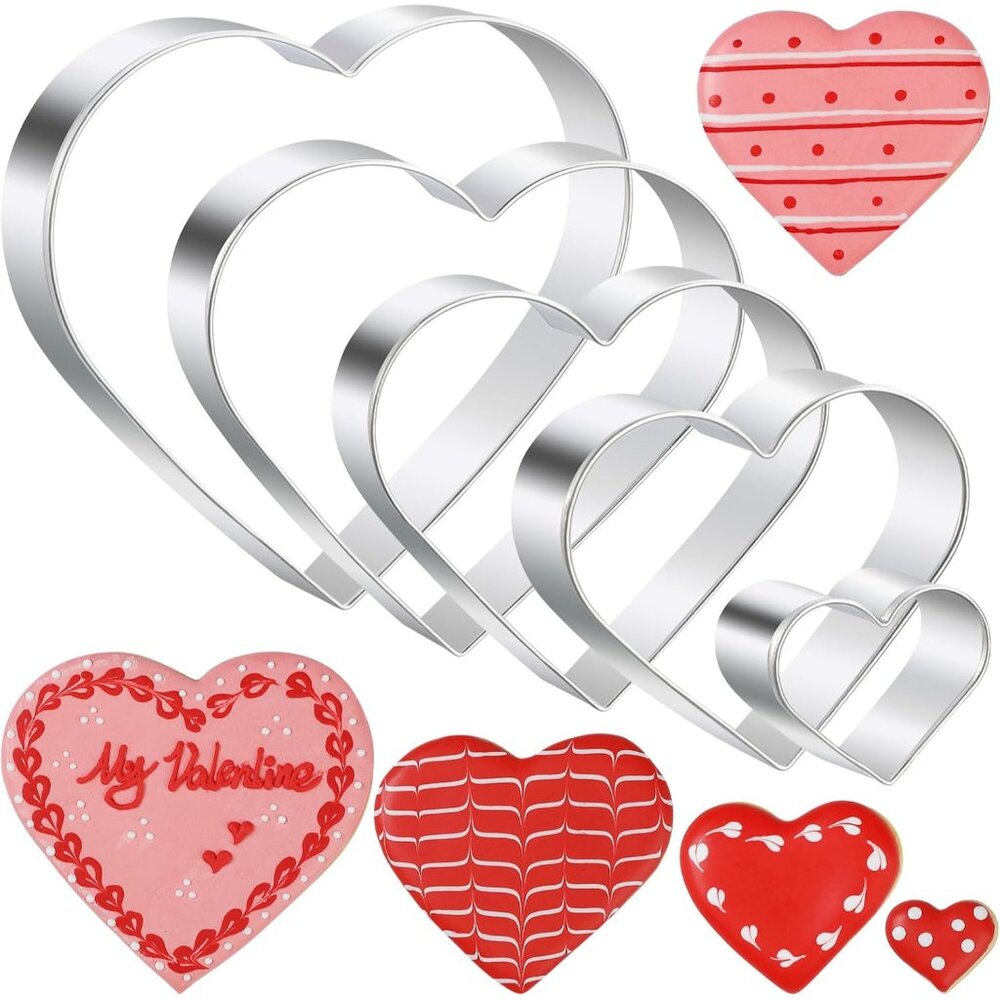 Heart Cookie Cutter Set - 5 Piece - 4.57" 3.86" 2.95" 1.97” 1.38" - Love Shaped